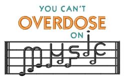 Playful musical theme featuring 'YOU CAN'T OVERDOSE ON MUSIC' text, colorful notes on staff lines.