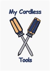 beginner-friendly tool machine embroidery pattern - My Cordless Tools for kitchen aprons