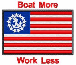 Applique nautical flag design featuring bold red and white stripes, a blue rectangle, and a white anchor.