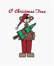 detailed christmas bear machine embroidery pattern - O Christmas Tree for kitchen tea towels