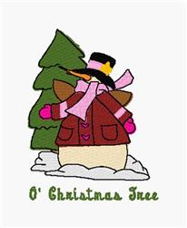 snowman detailed machine embroidery - O Christmas Tree for decorative pillow covers