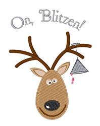 On Blitzen - 4x4 reindeer beginner-friendly embroidery design for reusable tote bags