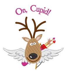 reindeer detailed machine digital embroidery - On Cupid perfect for reusable tote bags