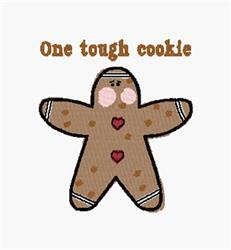 One Tough Cookie - 4x4 gingerbread man detailed embroidery design for kitchen tea towels