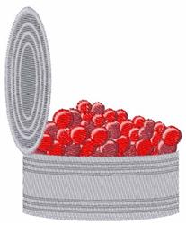 Open can filled with vibrant red balls, contrasting against the shiny silver container in a realistic style.