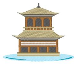 building detailed machine embroidery - Oriental Building perfect for cute baby onesies