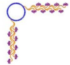 Ornamental scroll design featuring elegant swirls, vibrant purples and yellows, and floral accents.