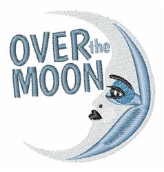 Over The Moon - 4x4 moon beginner-friendly embroidery design for kitchen tea towels