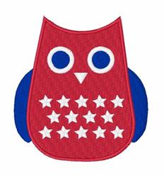 Cute owl with a red body and blue wings, decorated with white stars, perfect for a patriotic Independence Day theme.