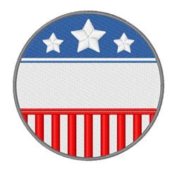Patriotic circular patch with a bold blue top featuring white stars and vibrant red stripes, perfect for Independence Day.