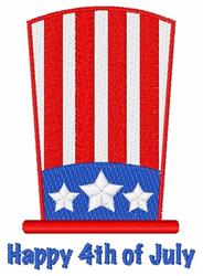 Patriotic hat with red and white stripes, blue band, and white stars. Celebratory design for 4th of July.