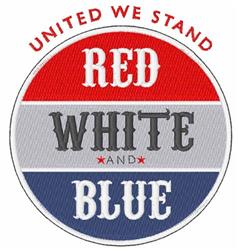 Bold text design with red, white, and blue circular layout, featuring 'WHITE' in gray and stars for Independence Day.