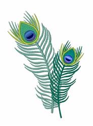 beginner-friendly bird machine embroidery pattern - Peacock Feathers for reusable tote bags