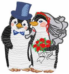 detailed penguin machine embroidery pattern - Penguin Wedding for Bridal Shower Gifts