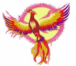 Phoenix With Sun - 4x4 bird detailed machine embroidery design for reusable tote bags