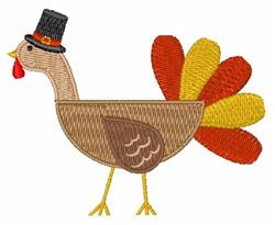 Pilgrim Turkey - 4x4 bird beginner-friendly embroidery design for kitchen tea towels