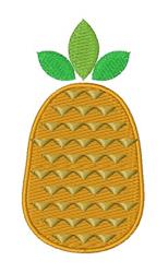 Stylized pineapple with a textured yellow surface and green leaves, perfect for tropical kitchen decor.