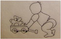 bear quick stitch machine embroidery - Playing Child for decorative pillow covers