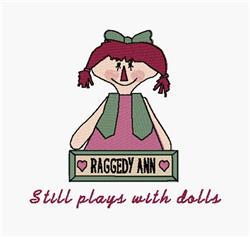 Plays With Dolls - 5x7 heart detailed machine embroidery design for kitchen aprons