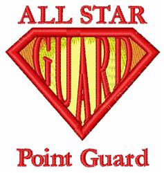 Point Guard - 4x4 star detailed machine embroidery design for reusable tote bags