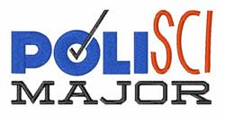 Bold text design 'POLI SCI MAJOR' in blue and black with a green check mark, vibrant educational theme.