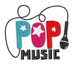 Playful microphone design with 'POP' in vibrant red, pink, and blue, and bold 'MUSIC' lettering.