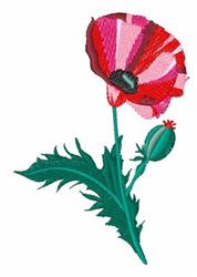 beginner-friendly leaf machine embroidery pattern - Poppy Stem for kitchen tea towels