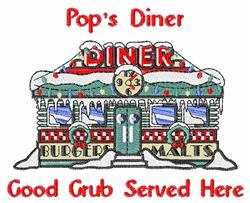 detailed christmas diner machine embroidery pattern - Pops Diner for decorative wall hangings