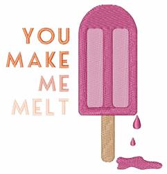 Playful popsicle design with cute pink and two sections, drips, and 'YOU MAKE ME MELT' text, perfect for summer.