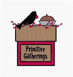 Primitive Gatherings - 4x4 bird detailed embroidery design for kitchen tea towels