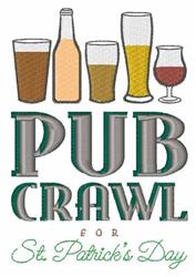 Playful text 'PUB CRAWL for St. Patrick's Day' with vibrant beer mugs, perfect for festive celebrations.