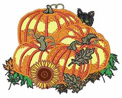 Pumpkin With Cat - 5x7 cat detailed machine embroidery design for Table Centerpieces