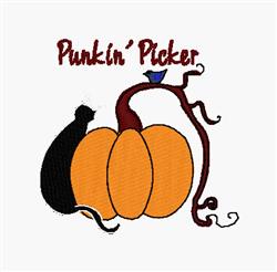 Punkin Picker - 4x4 kitten detailed machine embroidery design for reusable tote bags
