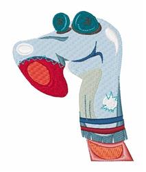 Playful puppet head in blue with a red mouth and teal eyes, featuring textured details for children's decor.