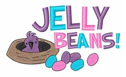 Playful purple bird in a brown nest with colorful jelly beans, perfect for Easter-themed projects.