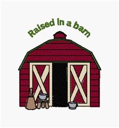 detailed barn machine embroidery pattern - Raised In A Barn for reusable tote bags