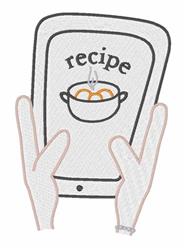 Tablet displaying 'recipe' above a bowl of eggs, held by hands. Modern, playful feel with soft colors.