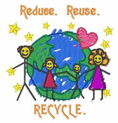 Recycle - 5x7 heart detailed machine embroidery design perfect for reusable tote bags