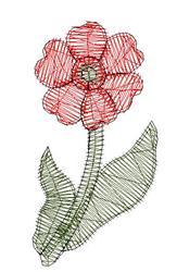 quick stitch flower machine embroidery pattern - Red Flower perfect for Garden Decor