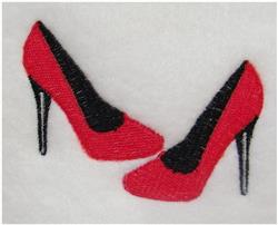 beginner-friendly heel machine embroidery pattern - Red High Heels for Stylish Aprons