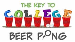 Playful design featuring red solo cups and colorful text, 'THE KEY TO COLLEGE,' perfect for parties.