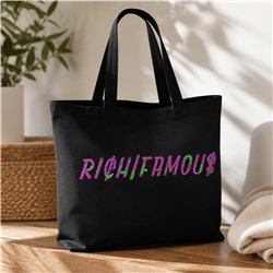 beginner-friendly famou machine embroidery pattern - Rich & Famous for reusable tote bags