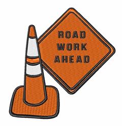 Road Work Ahead - 5x7 ahead detailed machine embroidery design for Road Signs