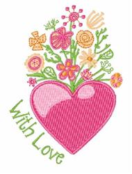 detailed valentine rose machine embroidery pattern - Romantic Heart for Quilt Blocks