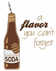 Applique root beer bottle with a white straw, playful text in brown, evokes summer nostalgia.
