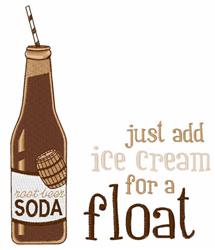 Playful root beer bottle with a straw and 'just add ice cream for a float' text, perfect for summer vibes.