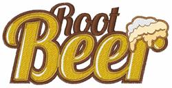 Playful text design 'Root Beer' in yellow and brown with frothy white foam, perfect for summer kitchen towels.