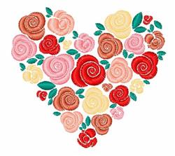 Rose Heart - 4x4 rose beginner-friendly embroidery design for decorative pillow covers