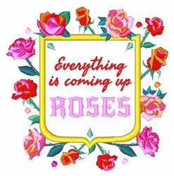 Vibrant phrase banner with colorful roses in shades of pink, red, and yellow, celebrating spring.