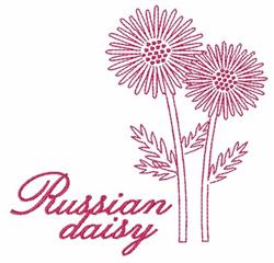 Russian Daisy - 5x7 daisy redwork machine embroidery design for kitchen tea towels